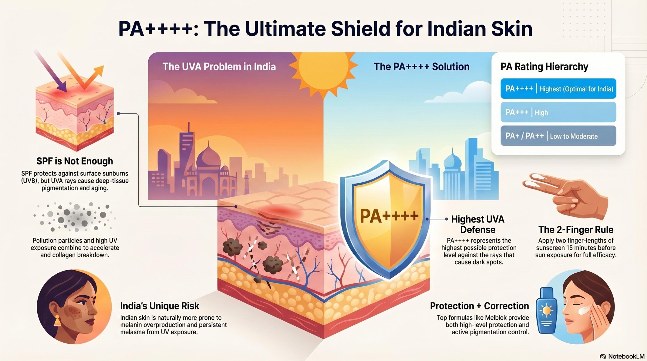 UVA protection for pigmentation and sunscreen SPF